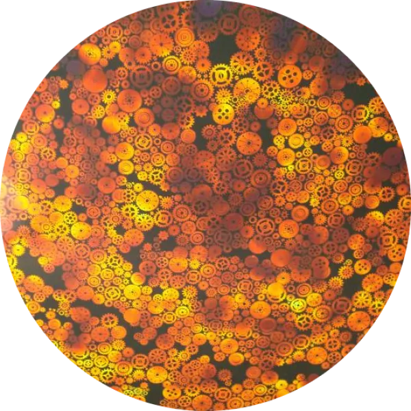 CBS Dichroic Coating Black Cherry Aurora Borealis with Stell Gears Pattern Glass COE96