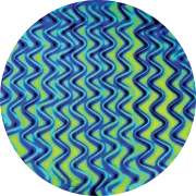 CBS Dichroic Coating Blue/ Gold Twizzle Pattern on Thin Black  Glass COE96