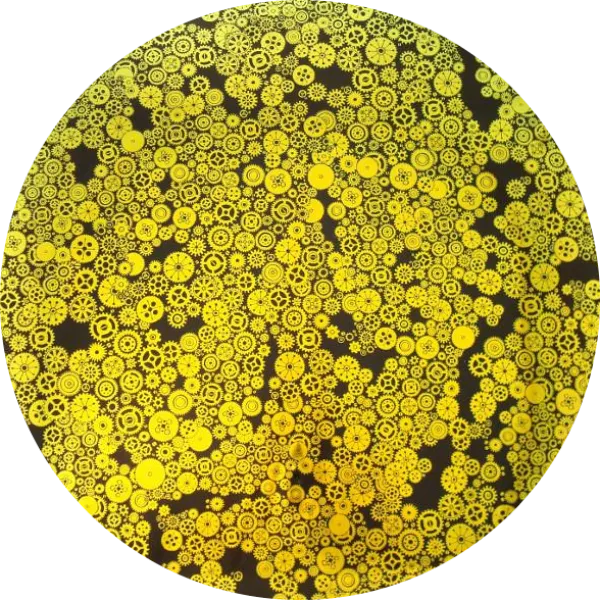 CBS Dichroic Coating Blue/ Gold with Stell Gears Pattern Glass COE96