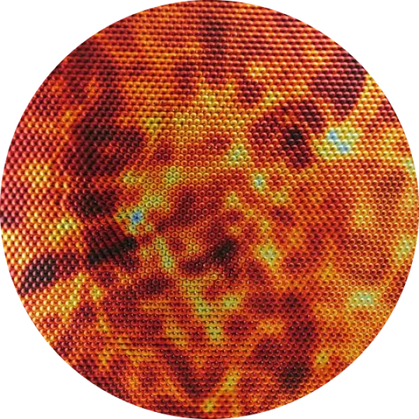 CBS Dichroic Coating Candy Apple Red Aurora Borealis Pattern on Black Radium Glass COE96