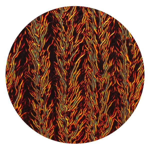 CBS Dichroic Coating Candy Apple Red on Clear Herringbone Ripple Glass COE90
