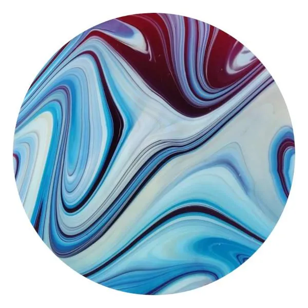 CBS Dichroic Coating Crinklized Candy Apple Red on Blackberries and Cream OpalArt Glass COE96