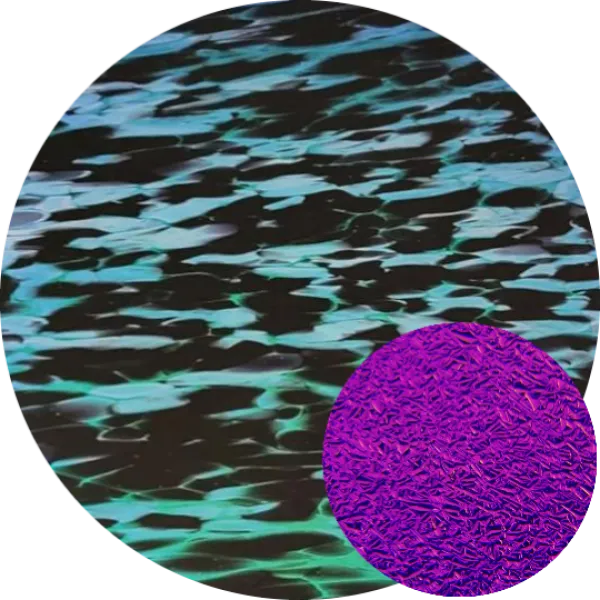 CBS Dichroic Coating Crinklized Green/ Magenta Blue on Spirit Murano Glass COE96