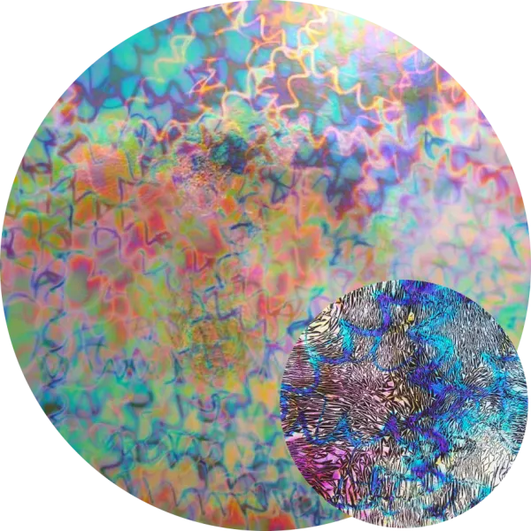 CBS Dichroic Coating Crinklized Mixture Corkscrews Pattern on Thin Clear Glass COE90