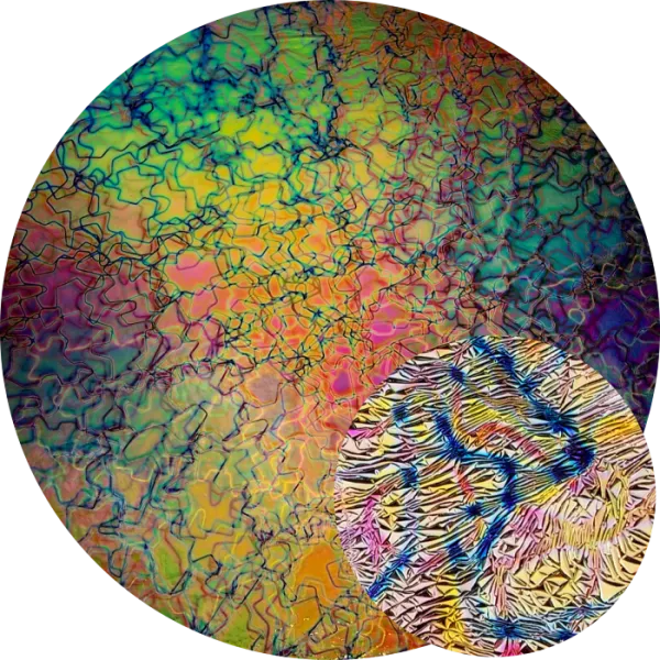CBS Dichroic Coating Crinklized Mixture Fusion Pattern on Thin Clear  Glass COE96
