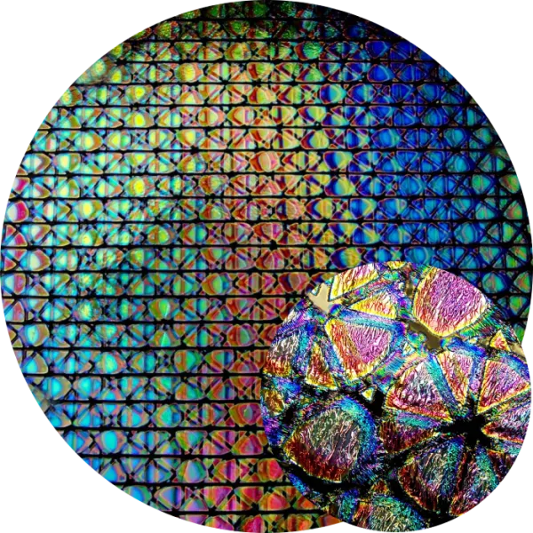 CBS Dichroic Coating Crinklized Mixture Geodesic Pattern on Thin Clear  Glass COE96