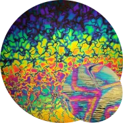 CBS Dichroic Coating Crinklized Rainbow 2 Fusion Pattern on Thin Black  Glass COE96