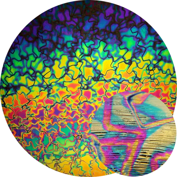 CBS Dichroic Coating Crinklized Rainbow 2 Fusion Pattern on Thin Black  Glass COE96
