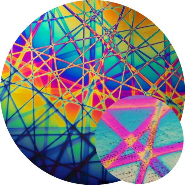 CBS Dichroic Coating Crinklized Rainbow 2 Pixie Stix Pattern on Thin Clear  Glass COE96