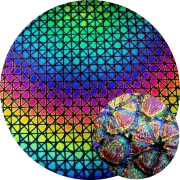 CBS Dichroic Coating Crinklized Rainbow Geodesic Pattern on Thin Clear  Glass COE96