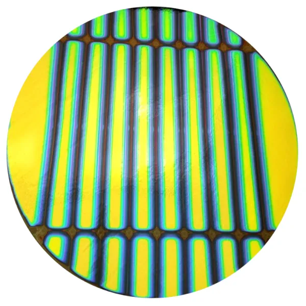 CBS Dichroic Coating Cyan/ Copper 1.5 Stripes Pattern on Thin Black Glass COE90