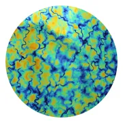 CBS Dichroic Coating Cyan/ Copper Fusion Pattern on Thin Clear Glass COE90