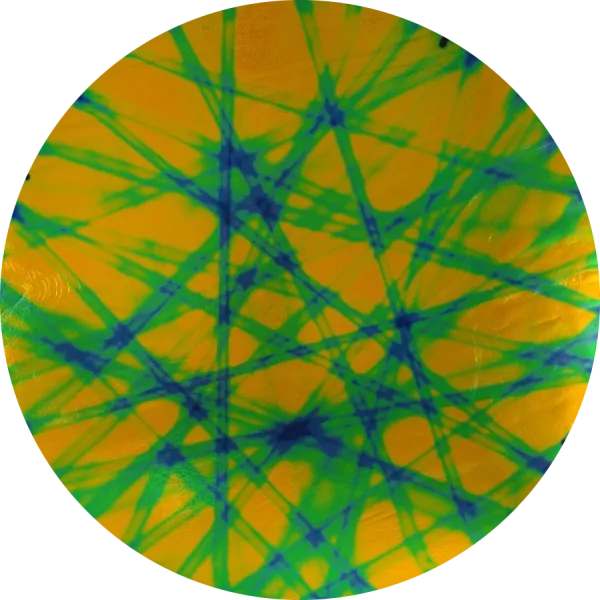 CBS Dichroic Coating Cyan/ Copper Pixie Stix Pattern on Thin Clear Glass COE96
