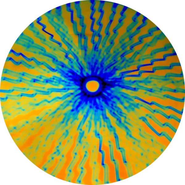 CBS Dichroic Coating Cyan/ Copper Voltage Pattern on Thin Clear Glass COE96