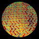 CBS Dichroic Coating Cyan/ Dark Dark Red Twizzle Pattern on Thin Black Glass COE90