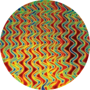 CBS Dichroic Coating Cyan/ Dark Dark Red Twizzle Pattern on Thin Black  Glass COE96