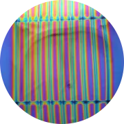 CBS Dichroic Coating Green/ Magenta Blue 1.5 Stripes Pattern on Thin Clear Glass COE96