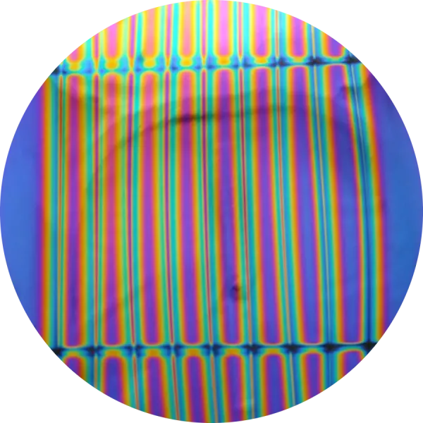 CBS Dichroic Coating Green/ Magenta Blue 1.5 Stripes Pattern on Thin Clear Glass COE96