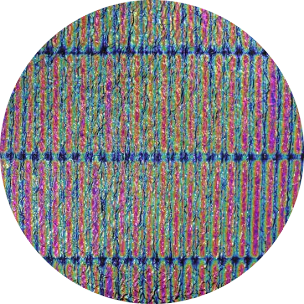 CBS Dichroic Coating Green/ Magenta Blue 3/4 Stripes Pattern on Black Ripple Glass COE96