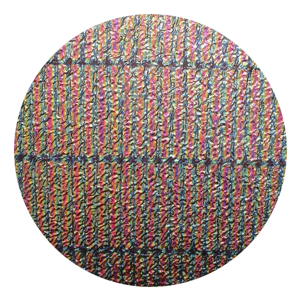 CBS Dichroic Coating Green/ Magenta Blue 3/4 Stripes Pattern on Clear Ripple Glass COE90