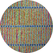 CBS Dichroic Coating Green/ Magenta Blue 3/4 Stripes Pattern on Clear Ripple Glass COE96