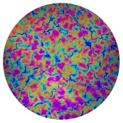 CBS Dichroic Coating Green/ Magenta Blue Fusion Pattern on Thin Black Glass COE90