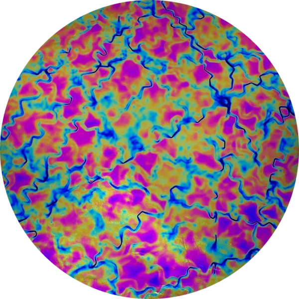 CBS Dichroic Coating Green/ Magenta Blue Fusion Pattern on Thin Black  Glass COE96