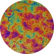 CBS Dichroic Coating Green/ Magenta Blue Fusion Pattern on Wissmach Thin Black Matrix Textured Glass COE96