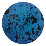CBS Dichroic Coating Green/ Magenta Blue on Bullseye Black Fractures with Black Streamers on Thin Clear Glass COE90