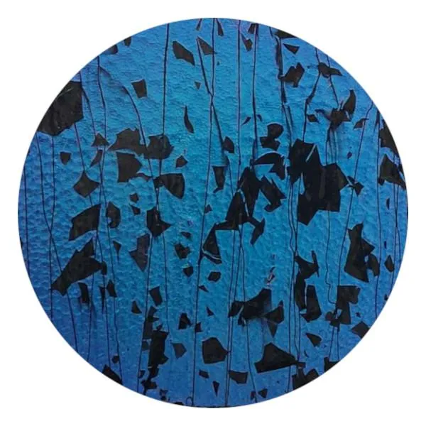 CBS Dichroic Coating Green/ Magenta Blue on Bullseye Black Fractures with Black Streamers on Thin Clear Glass COE90