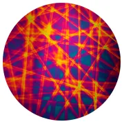CBS Dichroic Coating Green/ Magenta Blue Pixie Stix Pattern on Thin Clear Glass COE90