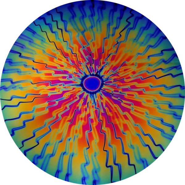 CBS Dichroic Coating Green/ Magenta Blue Target Rainbow Voltage Pattern on Thin Black  Glass COE96