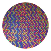 CBS Dichroic Coating Green/ Magenta Blue Twizzle Pattern on Thin Clear Glass COE90