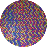 CBS Dichroic Coating Green/ Magenta Blue Twizzle Pattern on Thin Clear Glass COE96