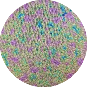 CBS Dichroic Coating Green/ Pink Aurora Borealis pattern on Wissmach Thin Clear Florentine Textured Glass COE96