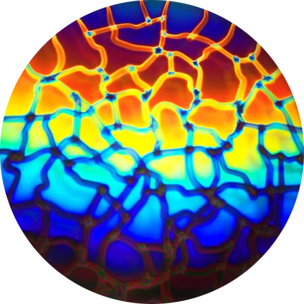 CBS Dichroic Coating Hot Lava Pattern on Thin Black Glass COE90