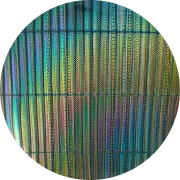 CBS Dichroic Coating Mixture 3/4'' Tropical Rays with Stell Strips Pattern Glass COE96