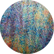 CBS Dichroic Coating Mixture Corkscrews Pattern on Black Herringbone Ripple Glass COE90