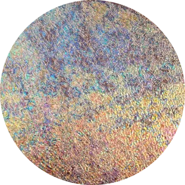 CBS Dichroic Coating Mixture Corkscrews Pattern on Clear Ripple Glass COE90