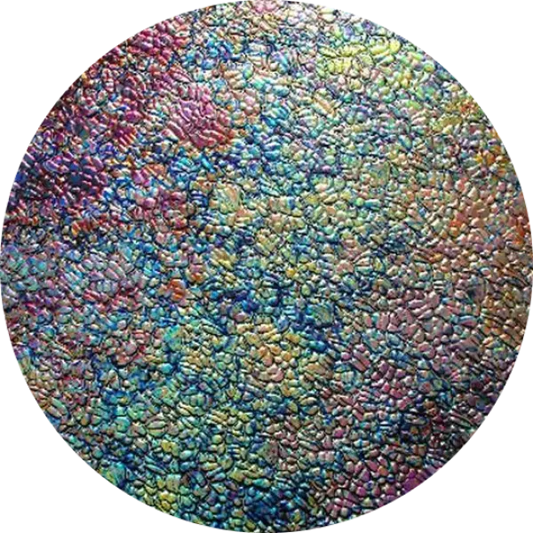 CBS Dichroic Coating Mixture Corkscrews Pattern on Wissmach Thin Black Figure C textured Glass COE90
