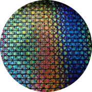 CBS Dichroic Coating Mixture Geodesic Pattern on Thin Black Glass COE90