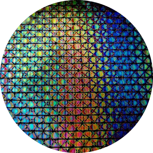 CBS Dichroic Coating Mixture Geodesic Pattern on Thin Black Glass COE90