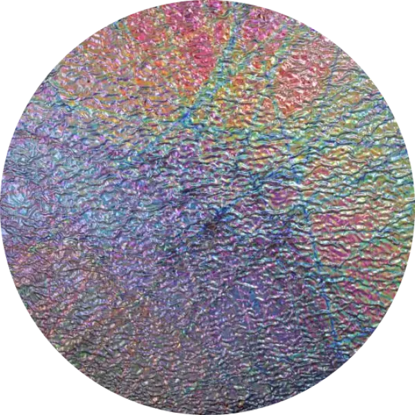 CBS Dichroic Coating Mixture Pixie Stix Pattern on Clear Ripple Glass COE90