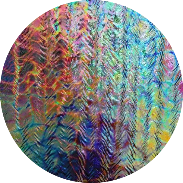 CBS Dichroic Coating Mixture Reptilian Pattern on Clear Herringbone Ripple Glass COE90