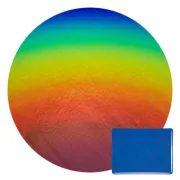 CBS Dichroic Coating Rainbow 1 on Bullseye Deep Royal Blue Transparent, Thin-rolled, 2mm COE90