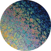 CBS Dichroic Coating Rainbow 2 Fusion on Wissmach Thin Black Moss Textured Glass COE96