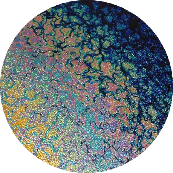 CBS Dichroic Coating Rainbow 2 Fusion on Wissmach Thin Black Moss Textured Glass COE96