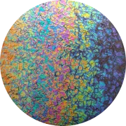 CBS Dichroic Coating Rainbow 2 Fusion Pattern on Black Bits Glass COE96