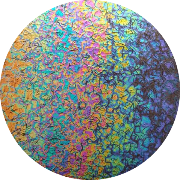 CBS Dichroic Coating Rainbow 2 Fusion Pattern on Black Bits Glass COE96