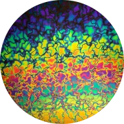 CBS Dichroic Coating Rainbow 2 Fusion Pattern on Wissmach Thin Black Florentine Textured Glass COE90